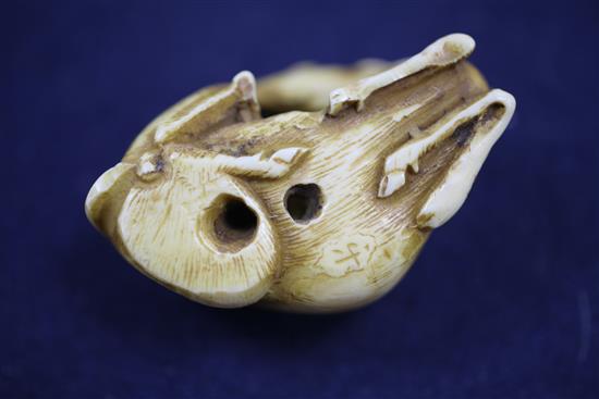 Eight Japanese ivory netsuke and four other items, late 19th / early 20th century,